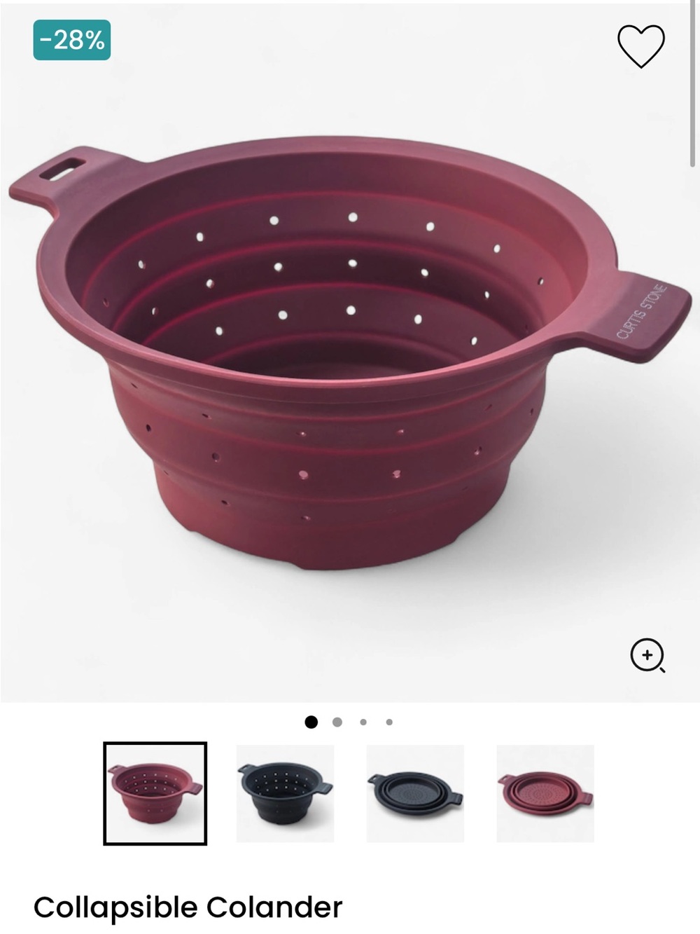 Curtis Stone Collapsible Colander - Burgundy